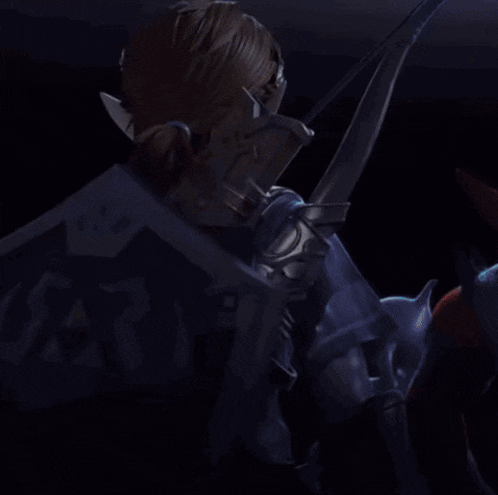 a video game character with a shield and axe