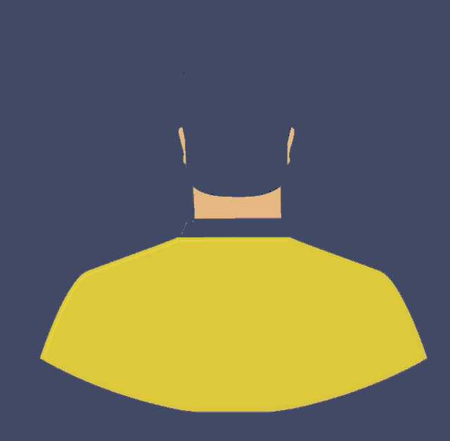 the back of a man 's head with a yellow shirt on
