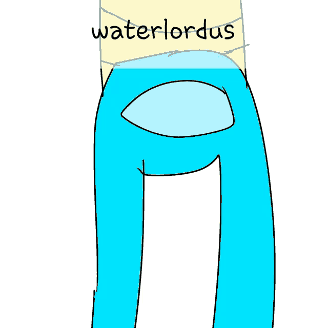 a cartoon drawing of a person with the word waterlordus on their back