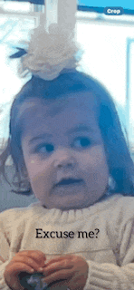 a little girl wearing a sweater that says " excuse me "