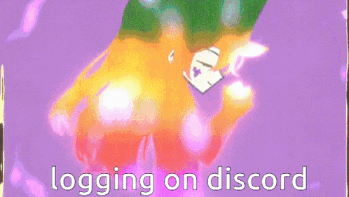 a purple and yellow background with the words " logging on discord "