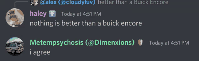 a screenshot of a conversation between haley and metempsychosis