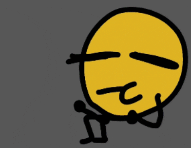 a cartoon drawing of a yellow face with black eyes