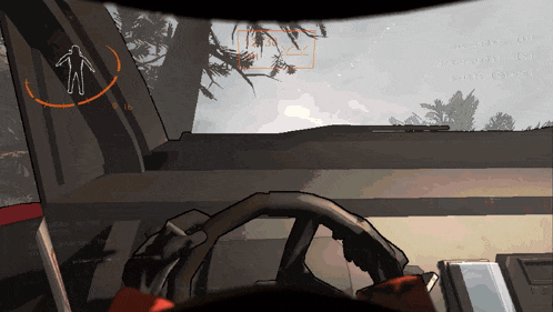 a drawing of a person in a car with a red circle around them