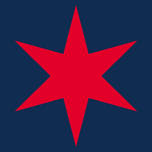 a blue sign that says chuy for chicago with red stars on it