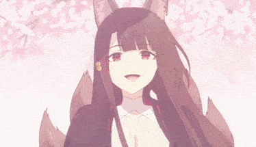 a girl with a wolf 's ear and red eyes