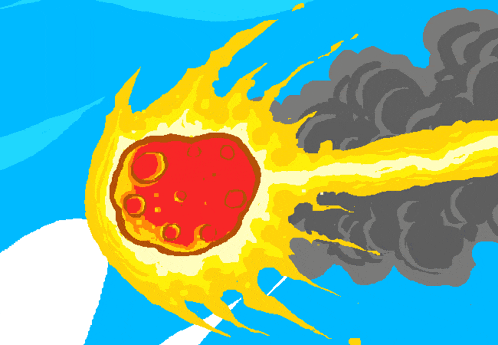a cartoon drawing of a comet with smoke coming from it