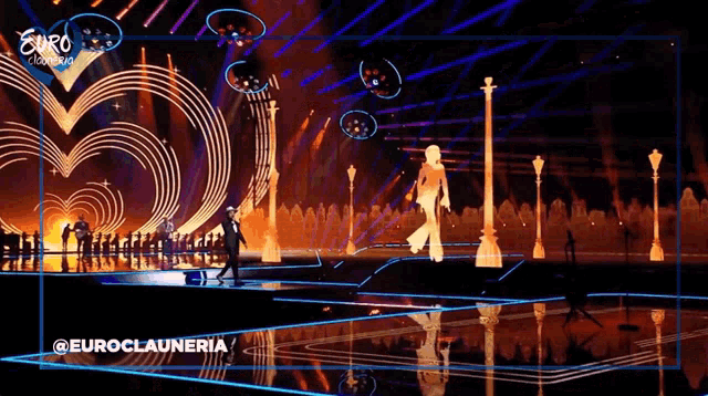 a stage with a heart in the background and the word euro on the bottom