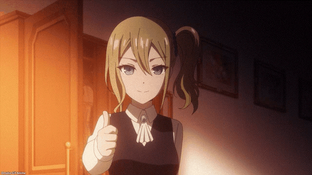 a girl with blonde hair is giving a thumbs up sign