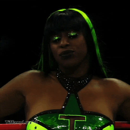 a picture of a woman with tiffany lux 24 written on the bottom right