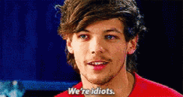 a young man in a red shirt is talking about being idiots .