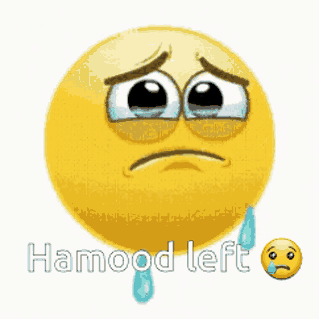 a sad smiley face with the words hamood left written below it