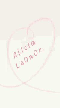 a drawing of a heart with the name alicia written in red