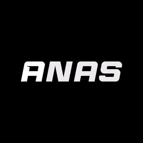 the word anas is written in white on a black background