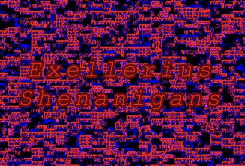 a blue and red background with the words excelerius shermanigans