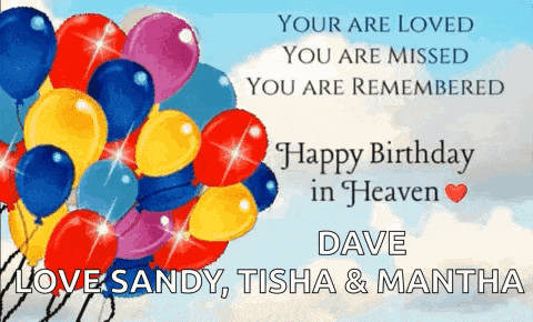 a birthday card for someone in heaven with a bunch of colorful balloons