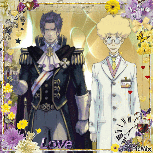 a picture of two men with the word love in the middle