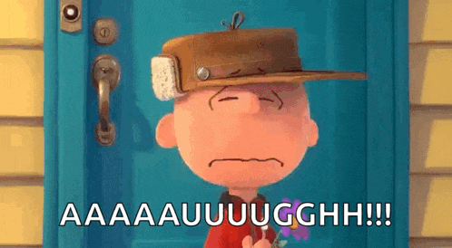 a cartoon character wearing a hat is standing in front of a blue door holding a bouquet of flowers .