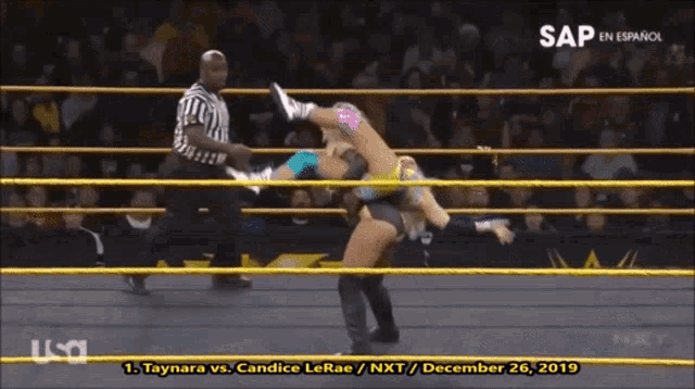 a wrestling match between candice lerae and taynara