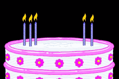 a birthday cake with four candles on it