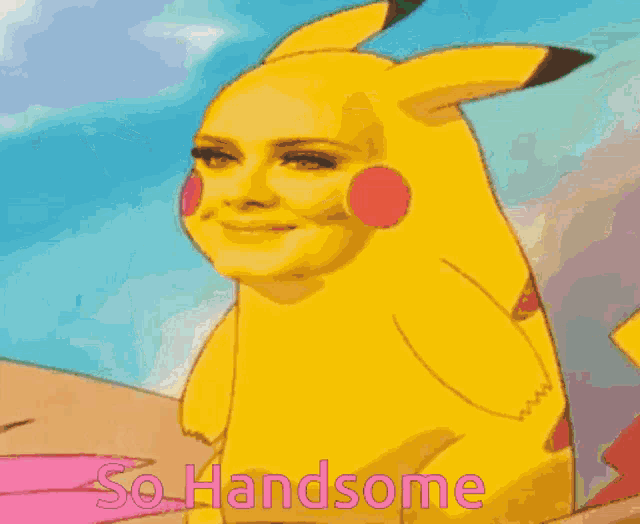 a cartoon of a woman riding a bird with the words " so handsome " below her