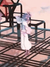 a woman in a white dress is standing on a table in a video game .