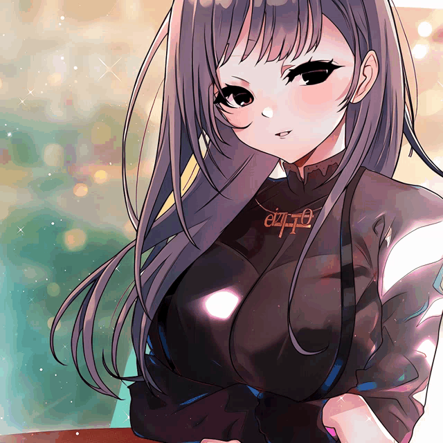 a drawing of a girl with long hair and a necklace that says ely