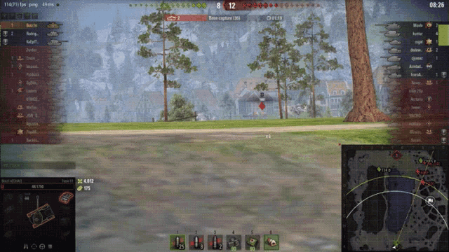 a screenshot of a video game shows a score of 12 to 8