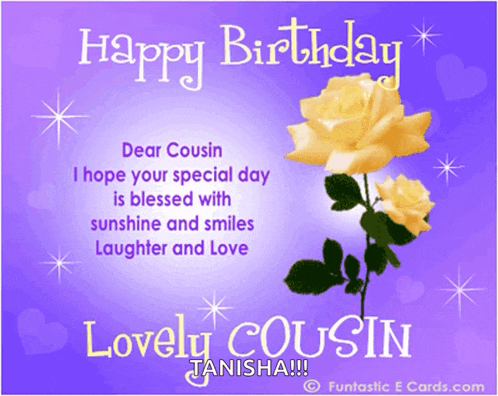a birthday card for a cousin with yellow roses