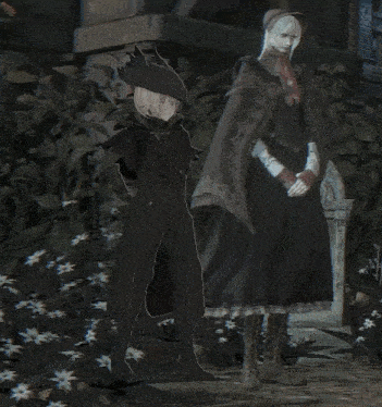 a man and a woman are standing next to each other in a video game
