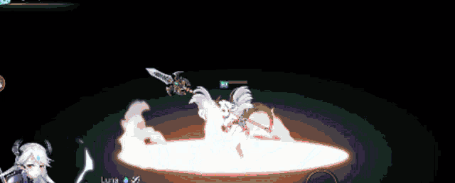 a screenshot of a video game shows a character with horns holding a sword