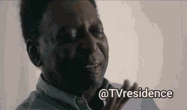 a man with tears running down his face with the words @tvresidence above him