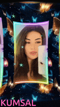 a picture of a woman in a frame with the name kumsal at the bottom