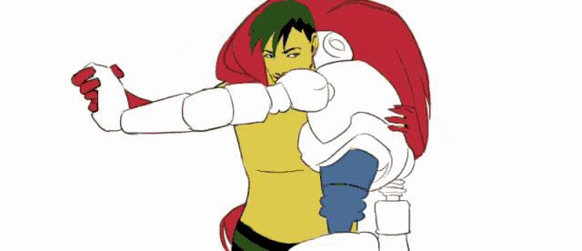 a cartoon drawing of a superhero with red hair