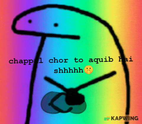 a rainbow colored cartoon character with the words chap 1 chor to aquib hai shhhh