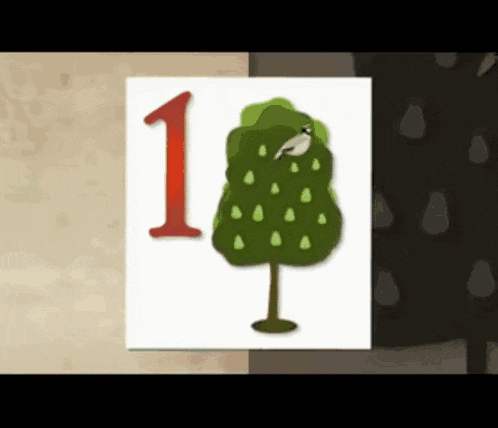a picture of a bird on a tree with the number 1 on it
