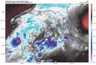a satellite image of the east channel water vapor