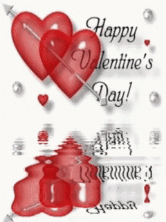 a happy valentine 's day greeting with hearts and arrows