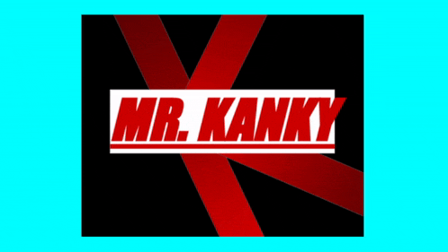 a logo for mr. kanky shows a red x on a blue background