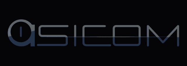 a neon sign that says sicom on a dark background