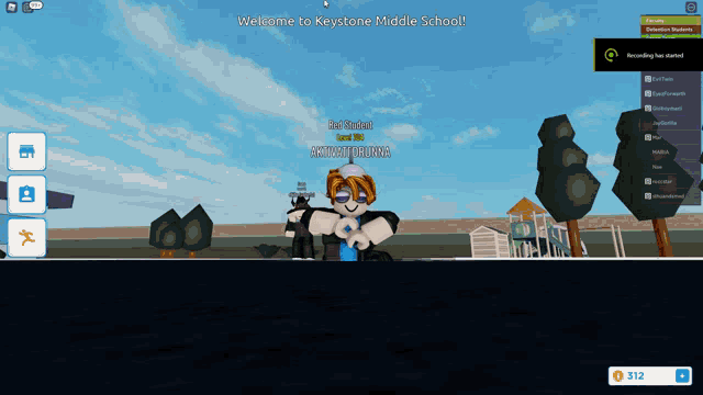 a screenshot of a video game with the words welcome to keystone middle school