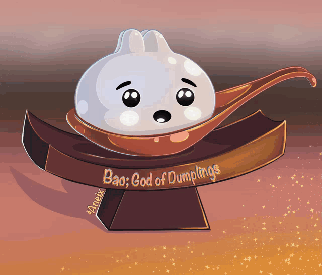 bao god of dumplings is written on a brown object