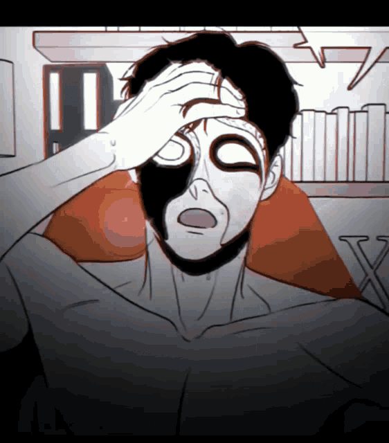 a black and white drawing of a man with his eyes closed