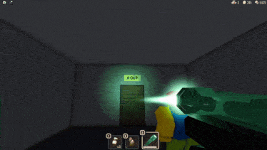 a screenshot of a video game shows a person holding a flashlight in a dark room