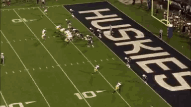 a football game is being played on a field that says high on it