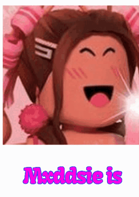 a picture of a girl with her tongue out and the words macdsie is on the bottom