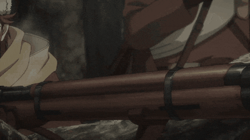 a man in a fur hat holds a rifle in his hand
