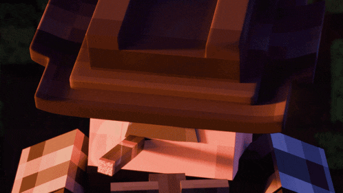 a close up of a minecraft character wearing a hat and smoking a cigarette