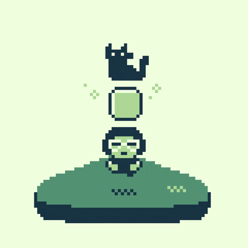 a pixel art drawing of a person with a smiley face and a sad face