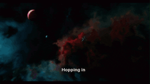 a screen shows a light and the words hopping in at the bottom